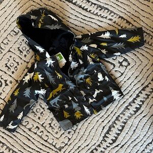 OAKI Black and Green lined Kids' rain Jacket